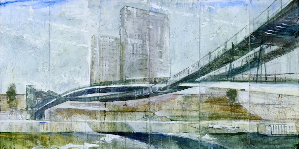 1996 - Luciano Spanó, Passarelle Simone-de-Beauvoir, óleo sobre lino, 150 x 300 cm